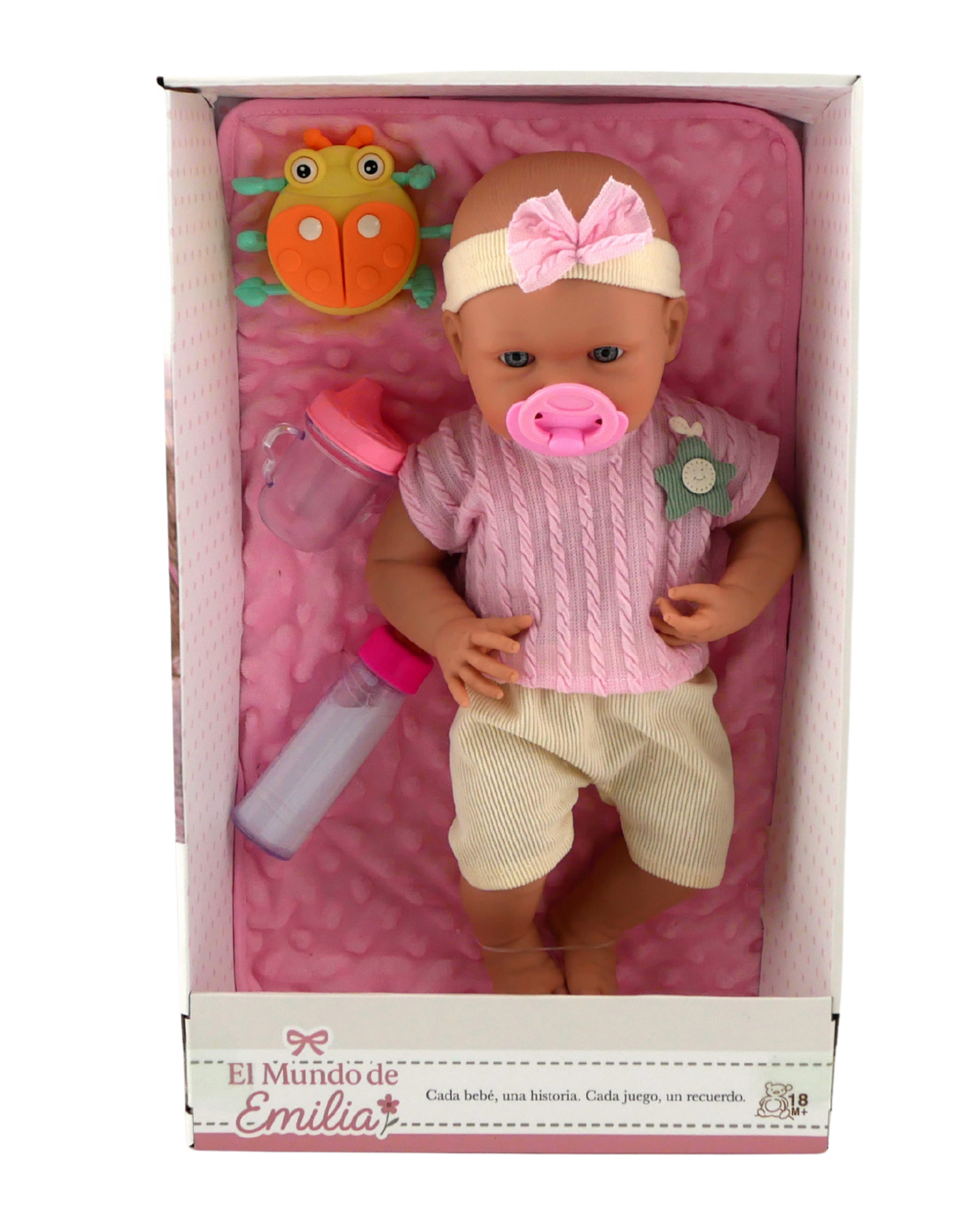 🌷 Mila 16" Muñeca Bebé de Vinilo con Accesorios | El Mundo de Emilia