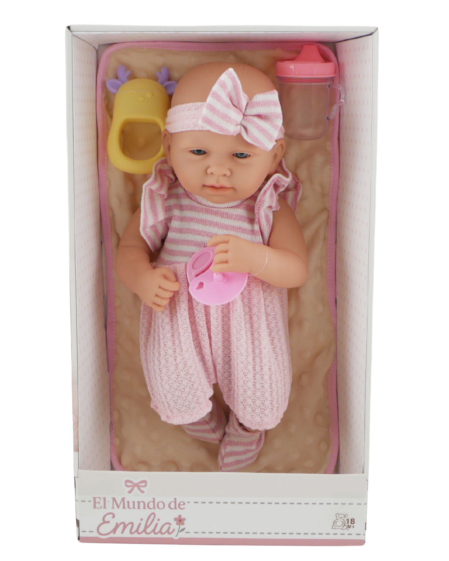 Olivia 14" Muñeca Bebé de Vinilo con Accesorios | El Mundo de Emilia