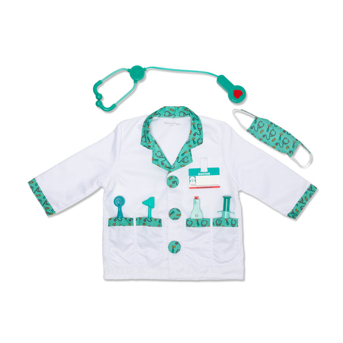 Melissa & Doug Doctor Costume Role Play Set – Kids Dress-Up & Pretend Play