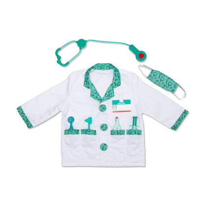 Melissa & Doug Doctor Costume Role Play Set – Kids Dress-Up & Pretend Play
