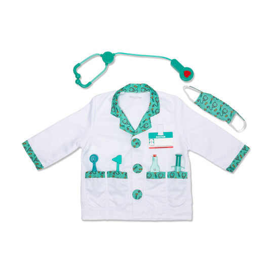 Melissa & Doug Doctor Costume Role Play Set – Kids Dress-Up & Pretend Play