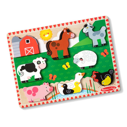Melissa & Doug Farm Animals Chunky Puzzle – Rompecabezas Granja 8 Piezas