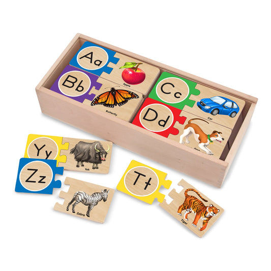 Melissa & Doug Self-Correcting Alphabet Letter Puzzles – 52-Piece Wooden ABC Set (Ages 4+)