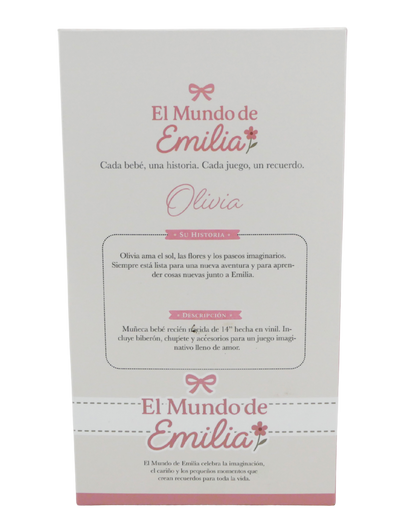 Olivia 14" Muñeca Bebé de Vinilo con Accesorios | El Mundo de Emilia