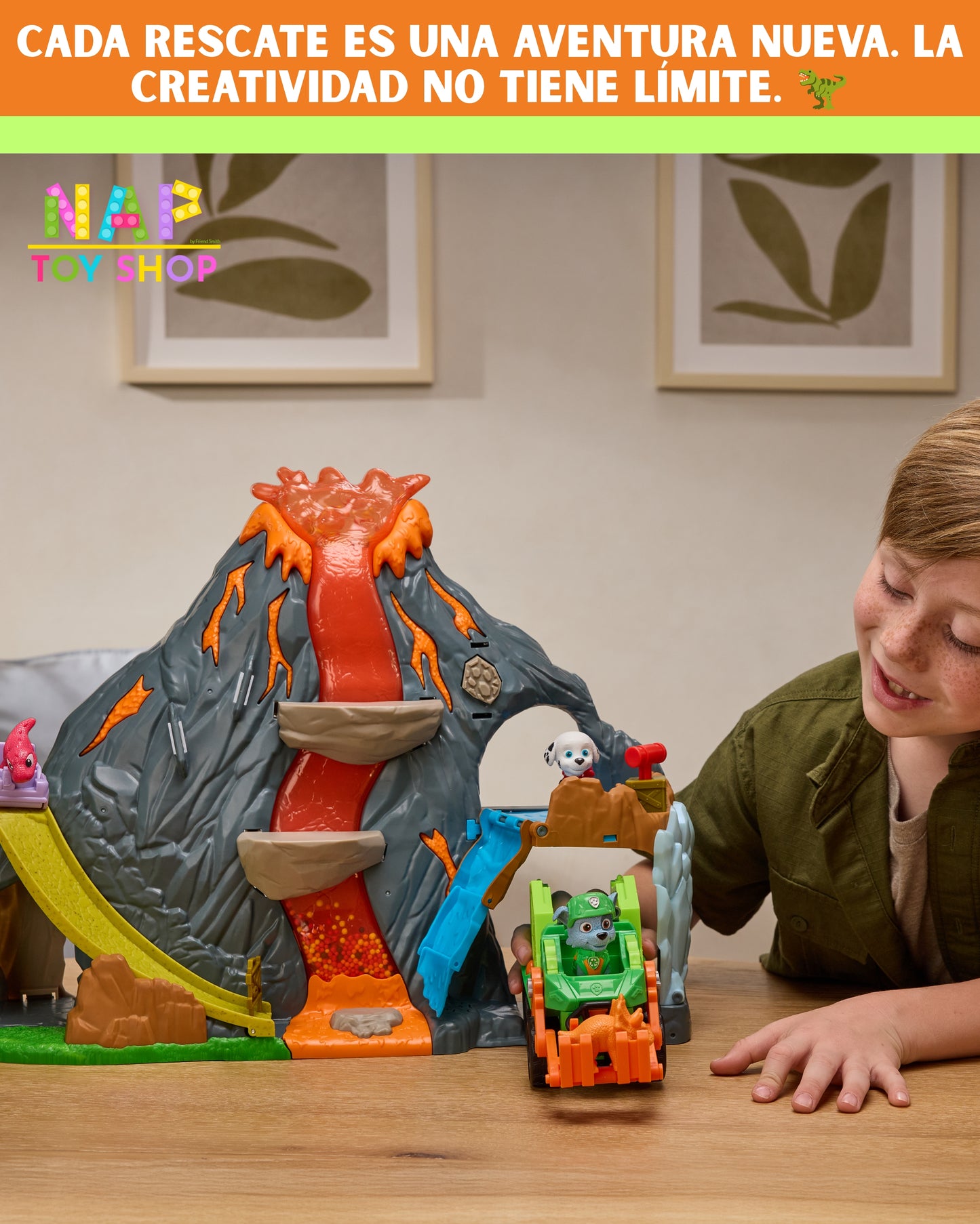 PAW Patrol: The Dino Movie, Super Lava Blast Volcano Playset with Chase, Rhubarb & Golf Cart