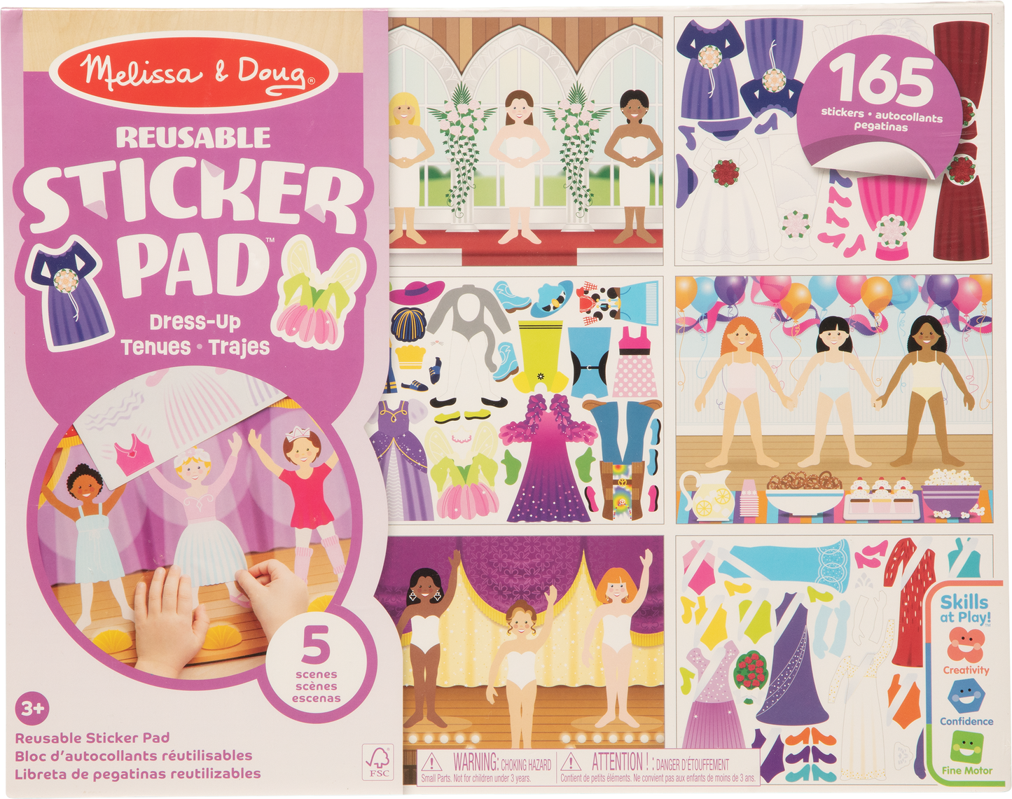 Melissa & Doug Reusable Sticker Pad – Dress-Up (165 Stickers, 5 Scenes)