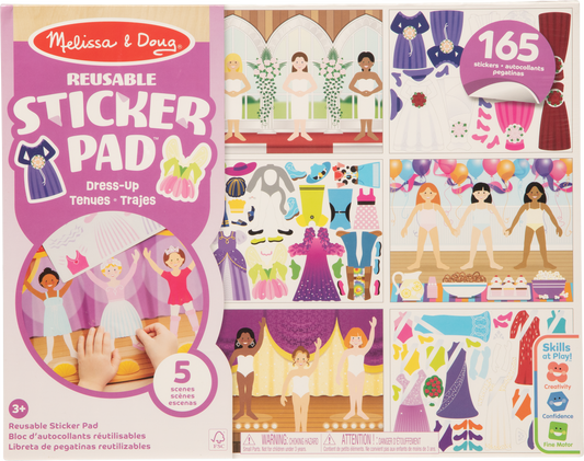Melissa & Doug Reusable Sticker Pad – Dress-Up (165 Stickers, 5 Scenes)