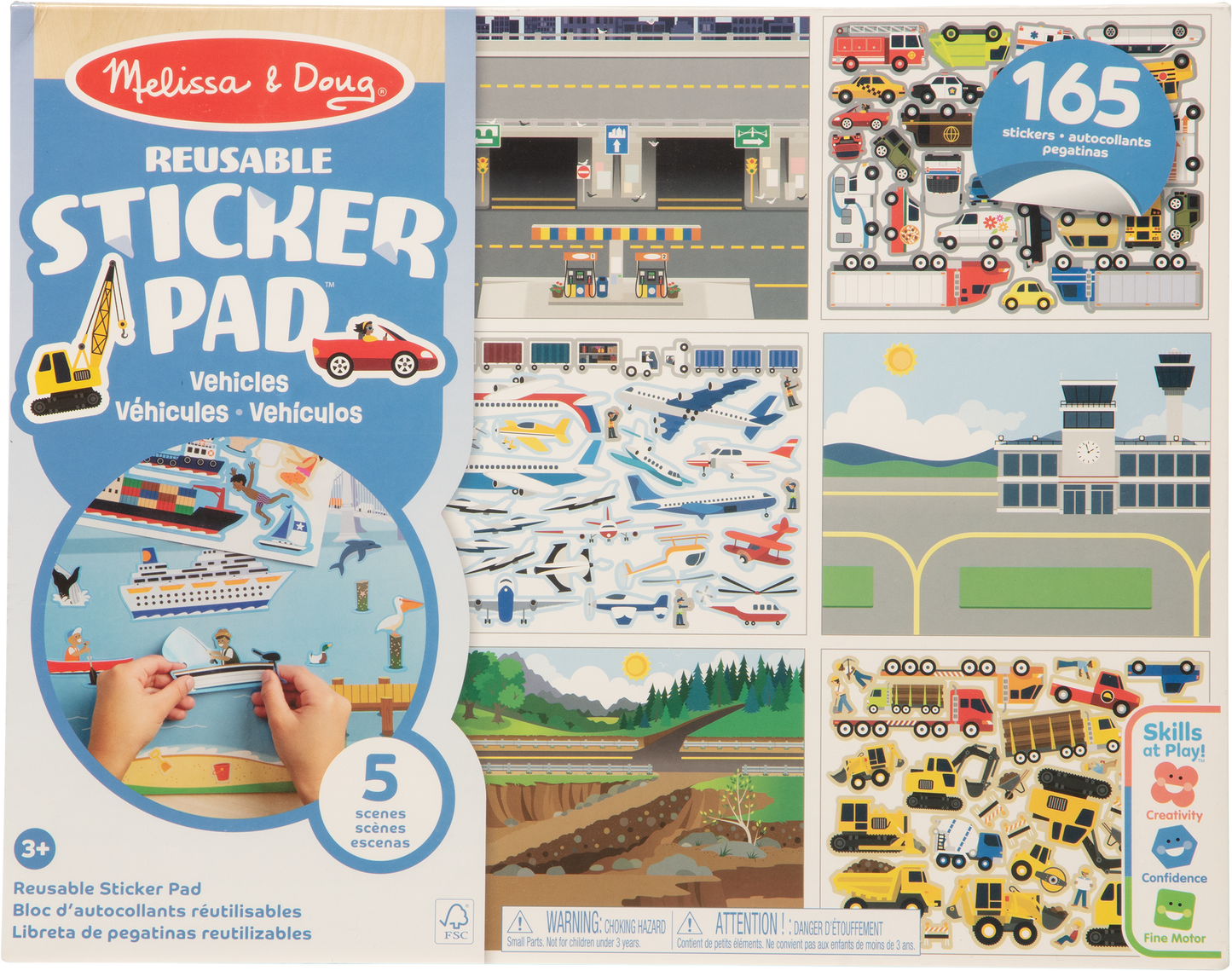 Melissa & Doug Reusable Sticker Pad – Vehicles (165 Stickers, 5 Scenes)