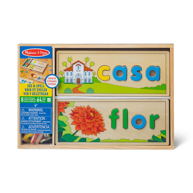 Melissa & Doug See & Spell Puzzle Boards – Wooden Spelling Learning Toy (Ages 4+)