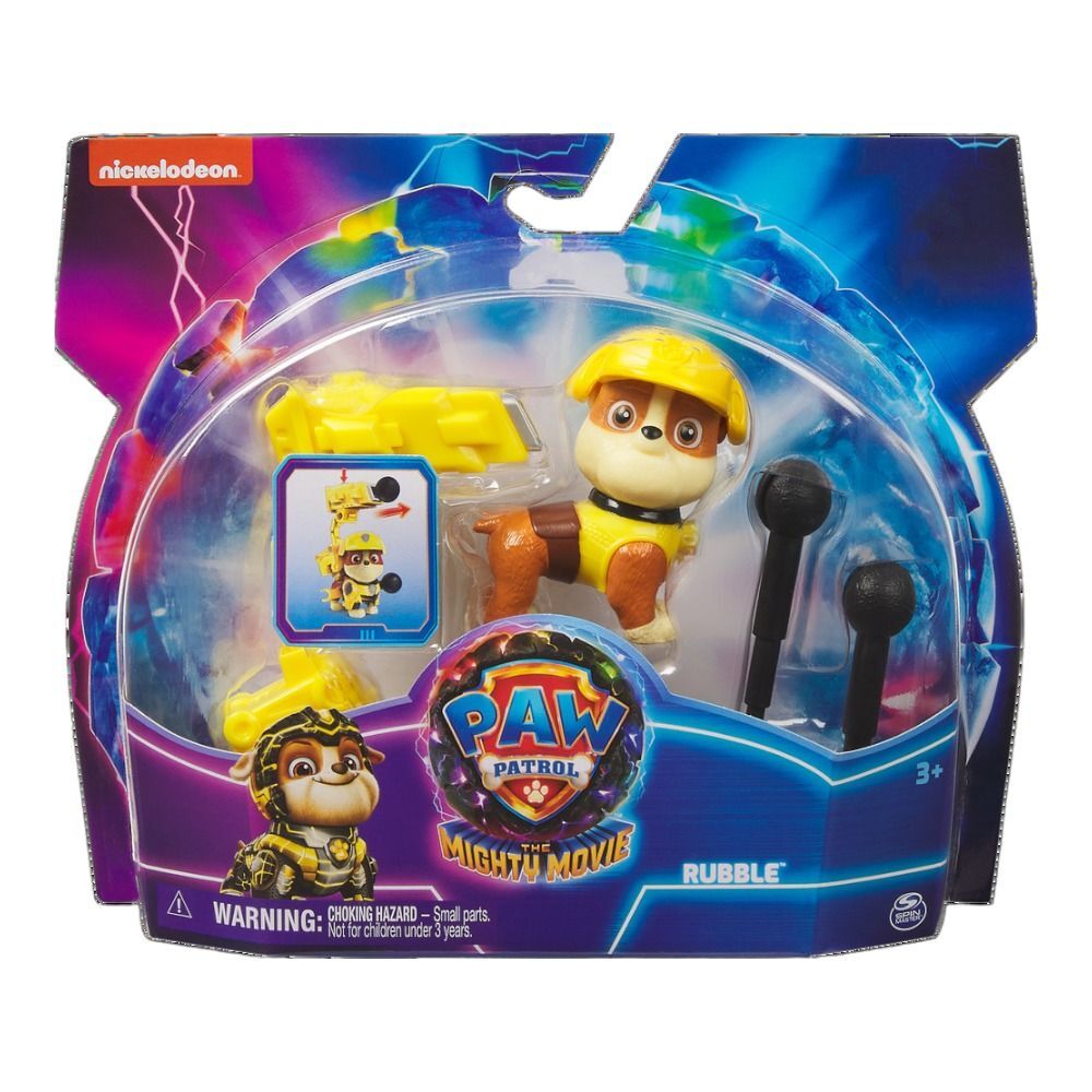 Paw Patrol The Mighty Movie Hero Pup - Rubble with Clip on Backpack