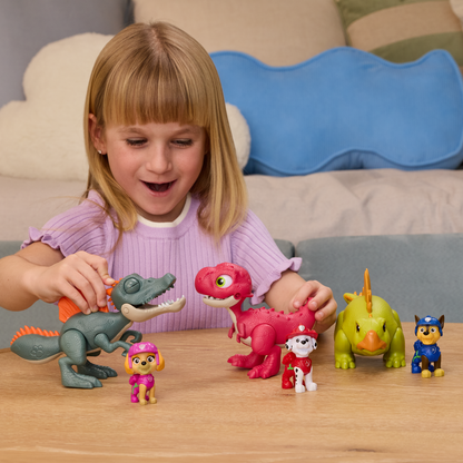 PAW Patrol: The Dino Movie, Roaring Pup Pals Chase with Stegosaurus Figure