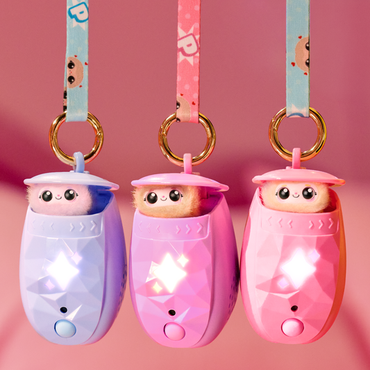 Peekimo Interactive Pet & Wearable Toy - Pink | Screen-Free Virtual Pet with 100+ Reactions