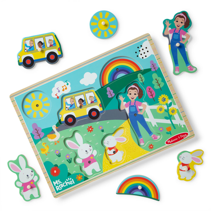 Ms. Rachel Wooden Song Puzzle – Melissa & Doug Musical Toddler Puzzle (6 Songs)