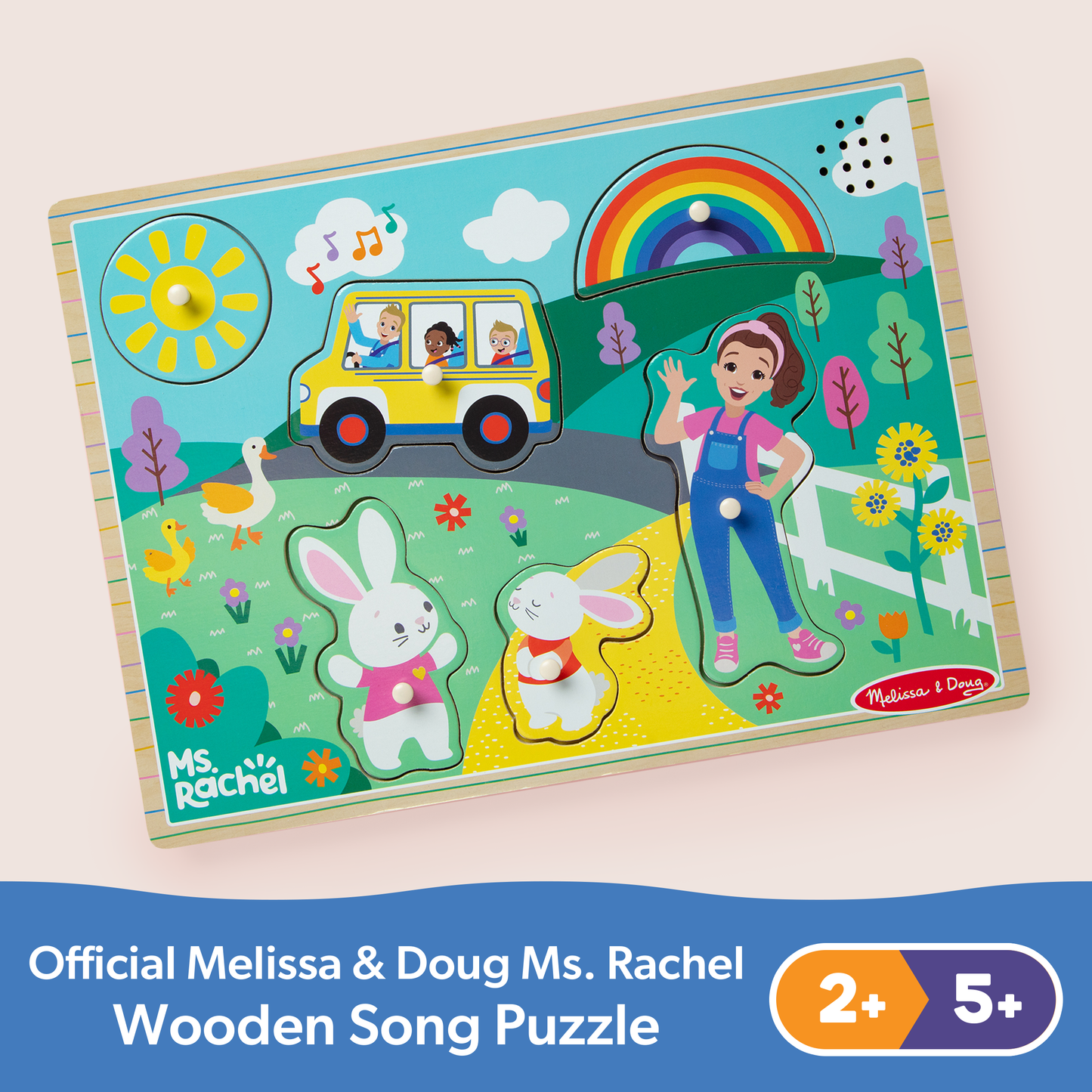 Ms. Rachel Wooden Song Puzzle – Melissa & Doug Musical Toddler Puzzle (6 Songs)