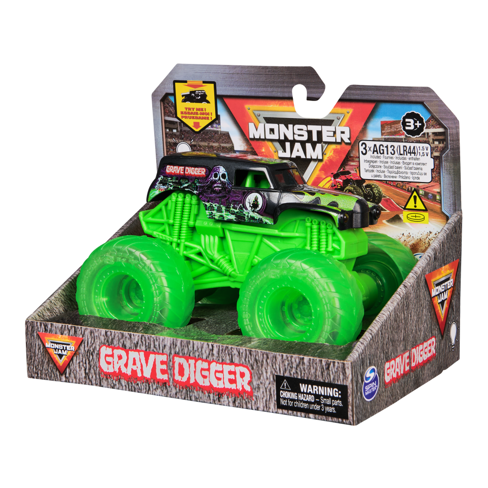 Monster Jam Official 1:43 Grave Digger Light Up Wheels Truck Assortment