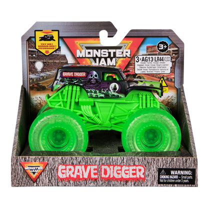 Monster Jam Official 1:43 Grave Digger Light Up Wheels Truck Assortment