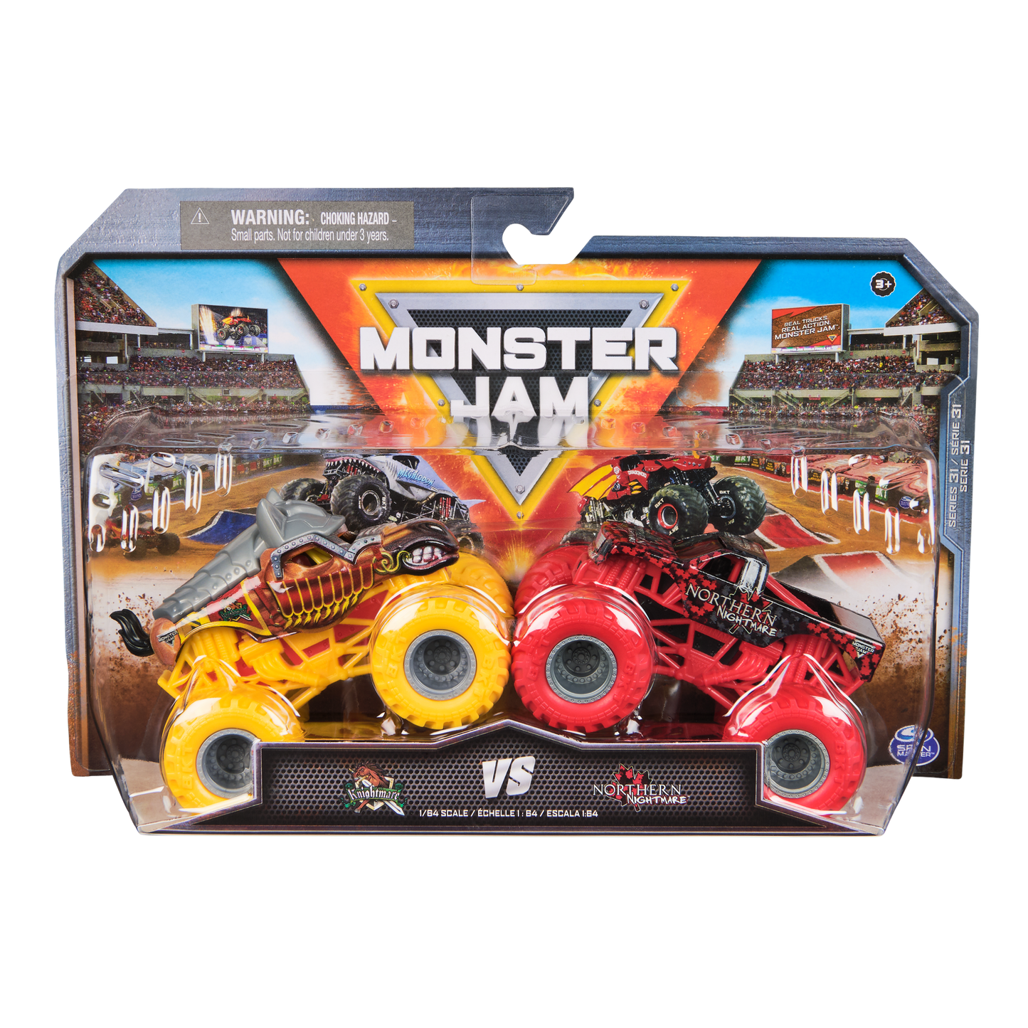 Monster Jam, Official Knightmare vs Norther Nightmare : Series 31 :: Die-Cast Monster Trucks, 1:64 Scale, Kids Toys for Boys Ages 3 and up