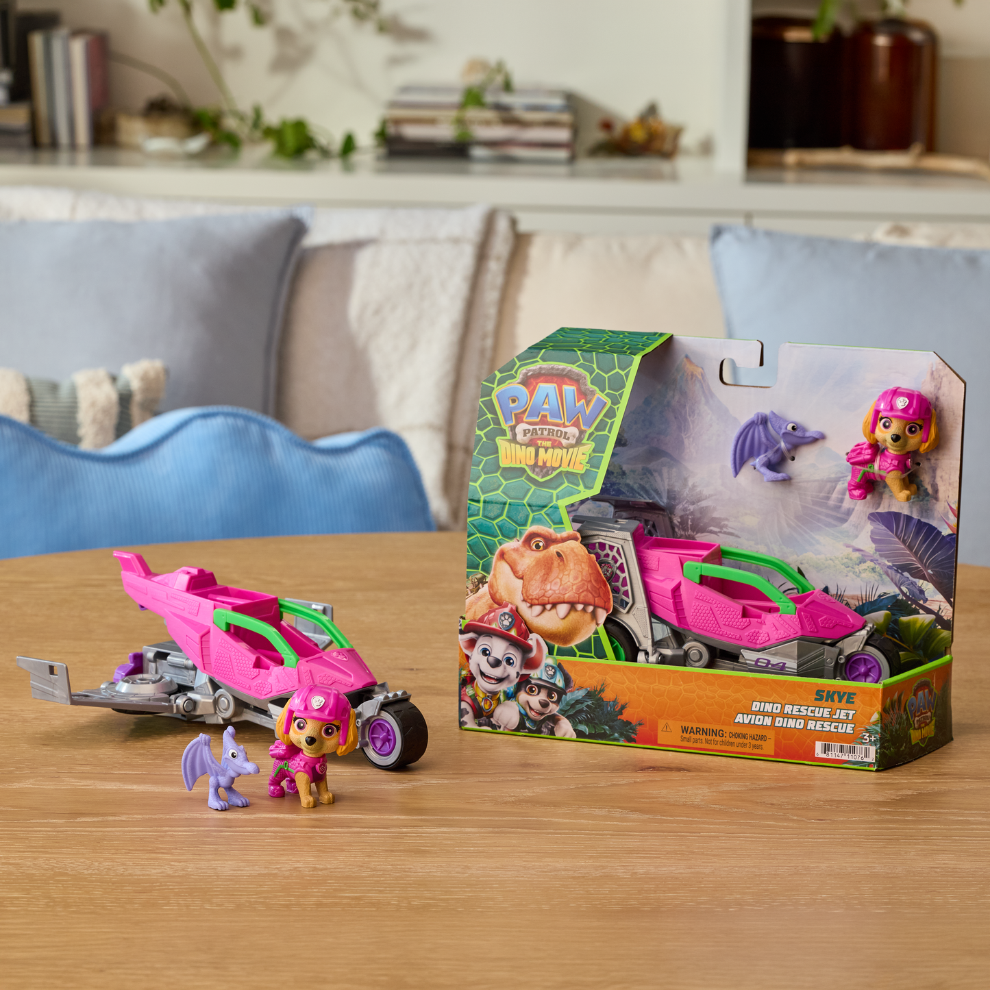 PAW Patrol: The Dino Movie, Skye Dino Rescue Jet Vehicle with Skye & Pterodactyl Figures