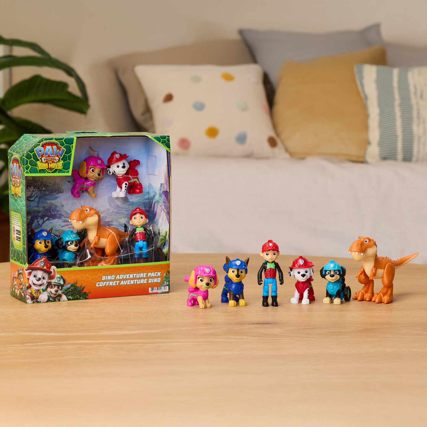 PAW Patrol: The Dino Movie, Dino Adventure Pack — 6-Figure Set with Marshall, Chase, Skye, Rex, Ryder & Timmy the T-Rex