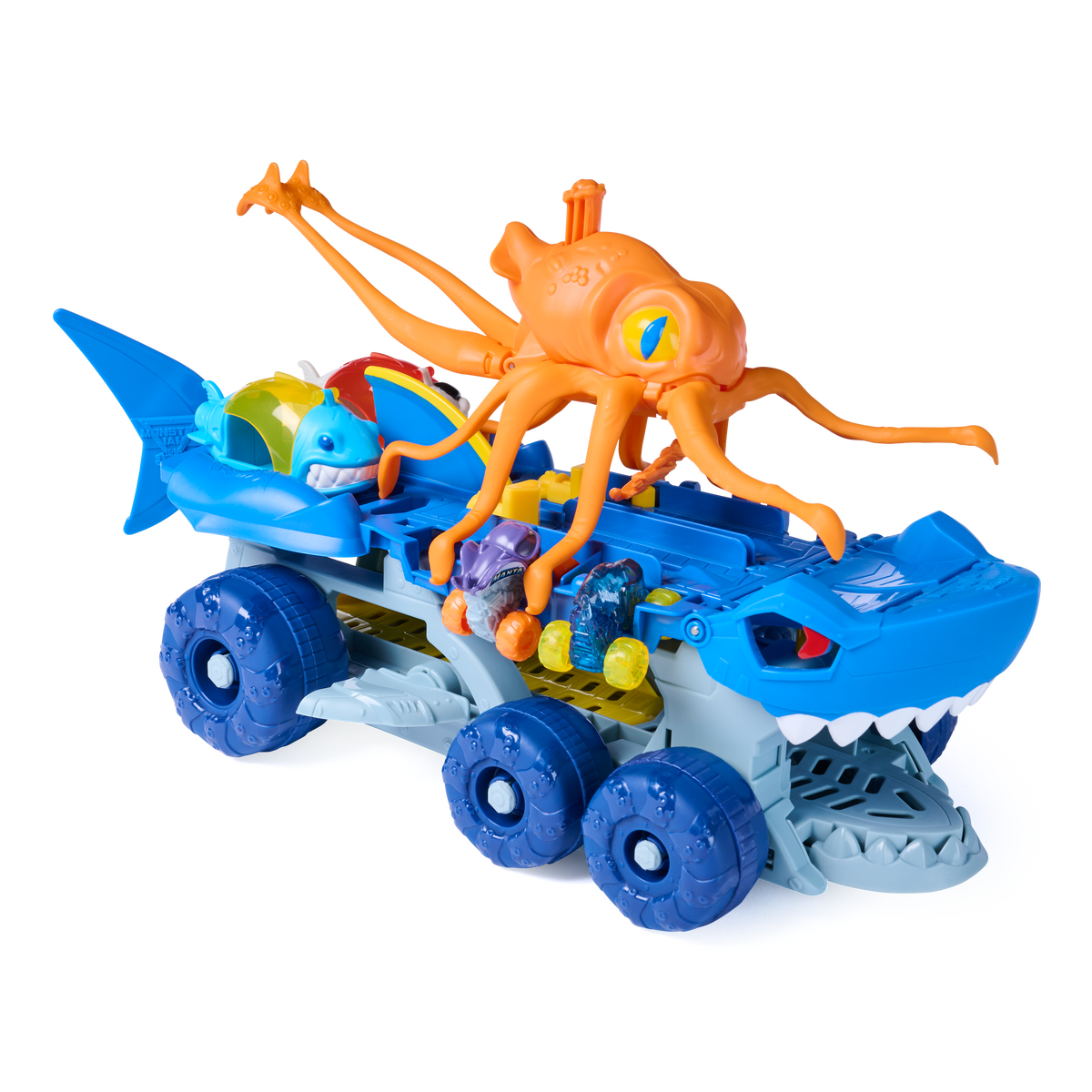 Monster Jam Mini Jams Megalodon Squid Takedown Playset with 2 Exclusive Die-Cast Trucks