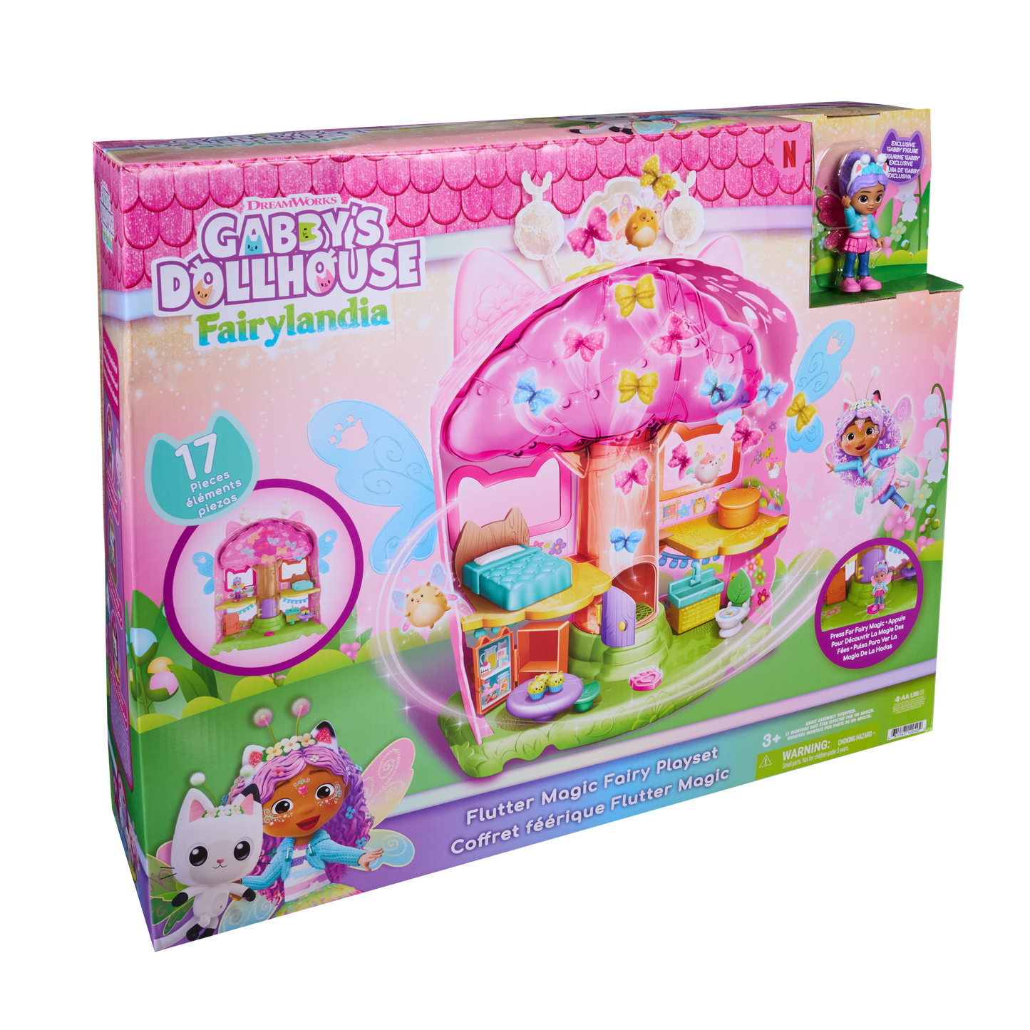 Gabby's Dollhouse Fairylandia Flutter Magic Fairy Playset with Gabby Figure
