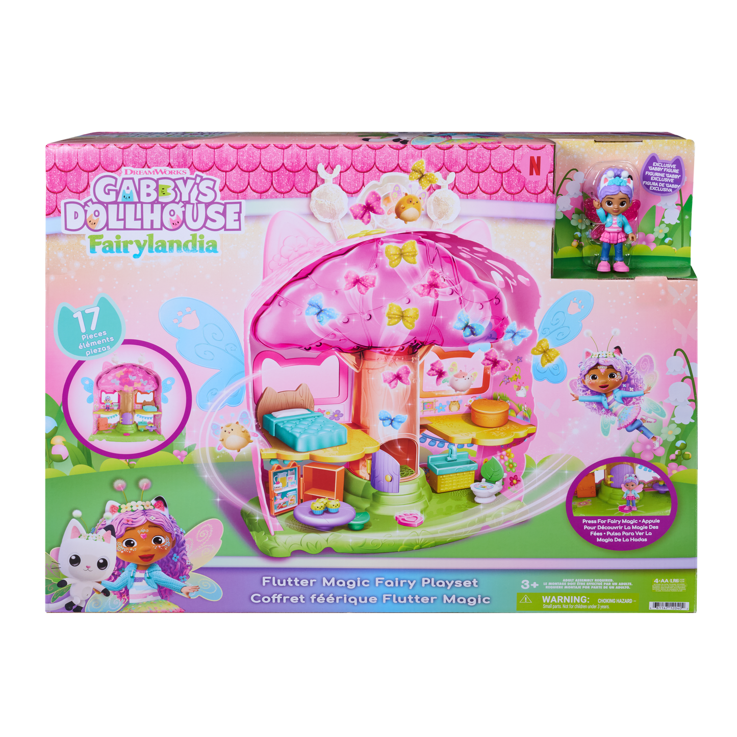 Gabby's Dollhouse Fairylandia Flutter Magic Fairy Playset with Gabby Figure