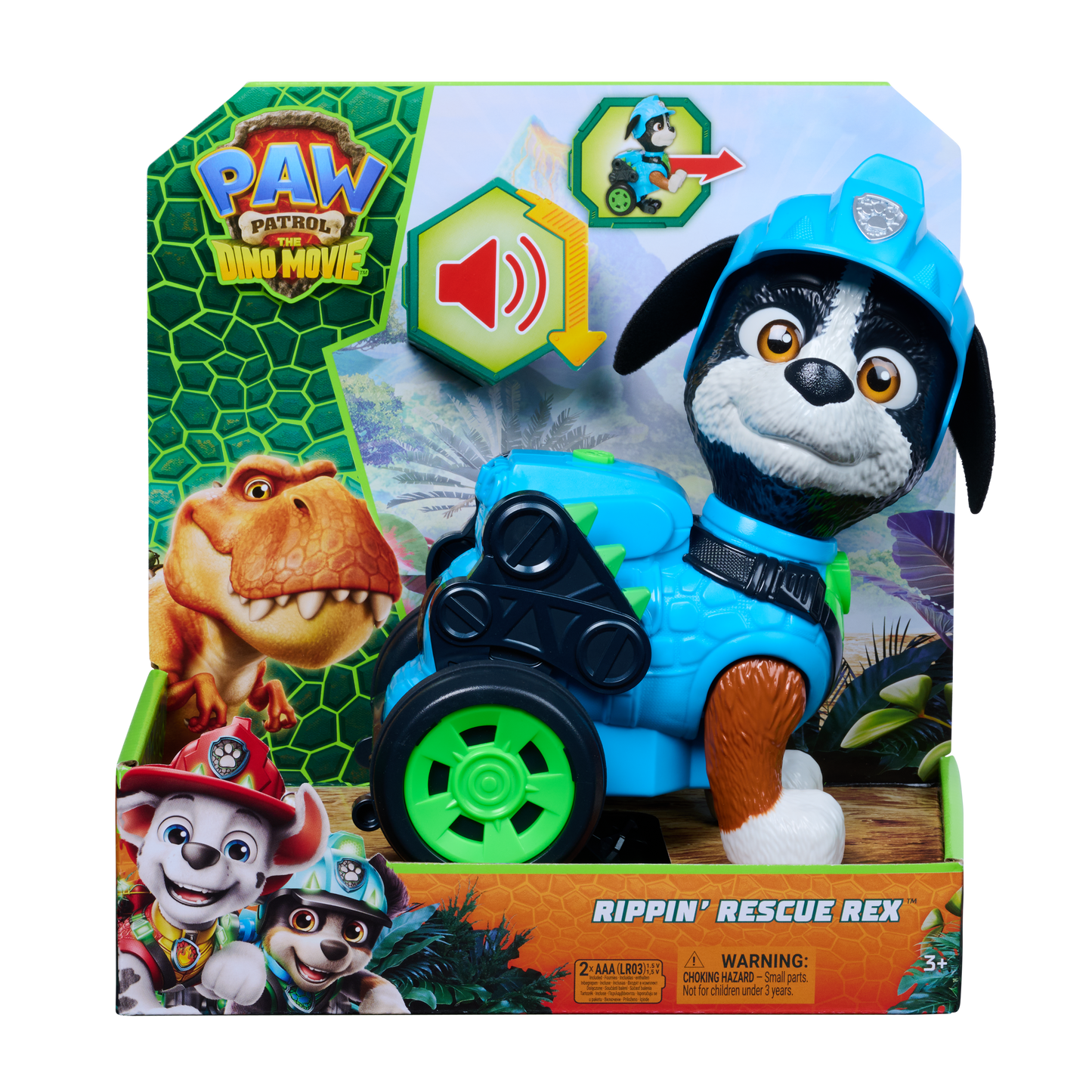 PAW Patrol: The Dino Movie, Rippin' Rescue Rex Pull-Back Action Figure
