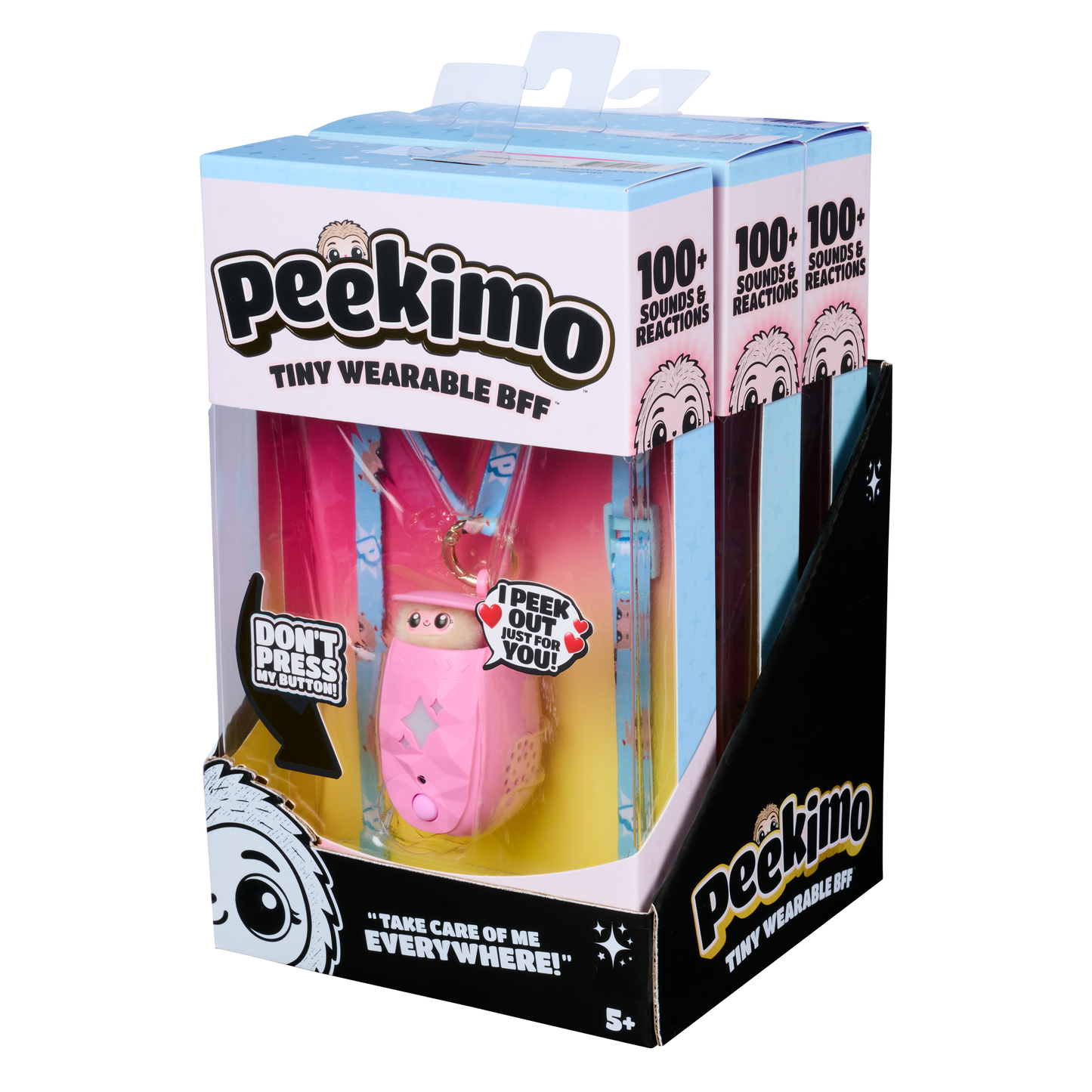 Peekimo Interactive Pet & Wearable Toy - Pink | Screen-Free Virtual Pet with 100+ Reactions