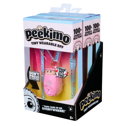 Peekimo Interactive Pet & Wearable Toy - Pink | Screen-Free Virtual Pet with 100+ Reactions