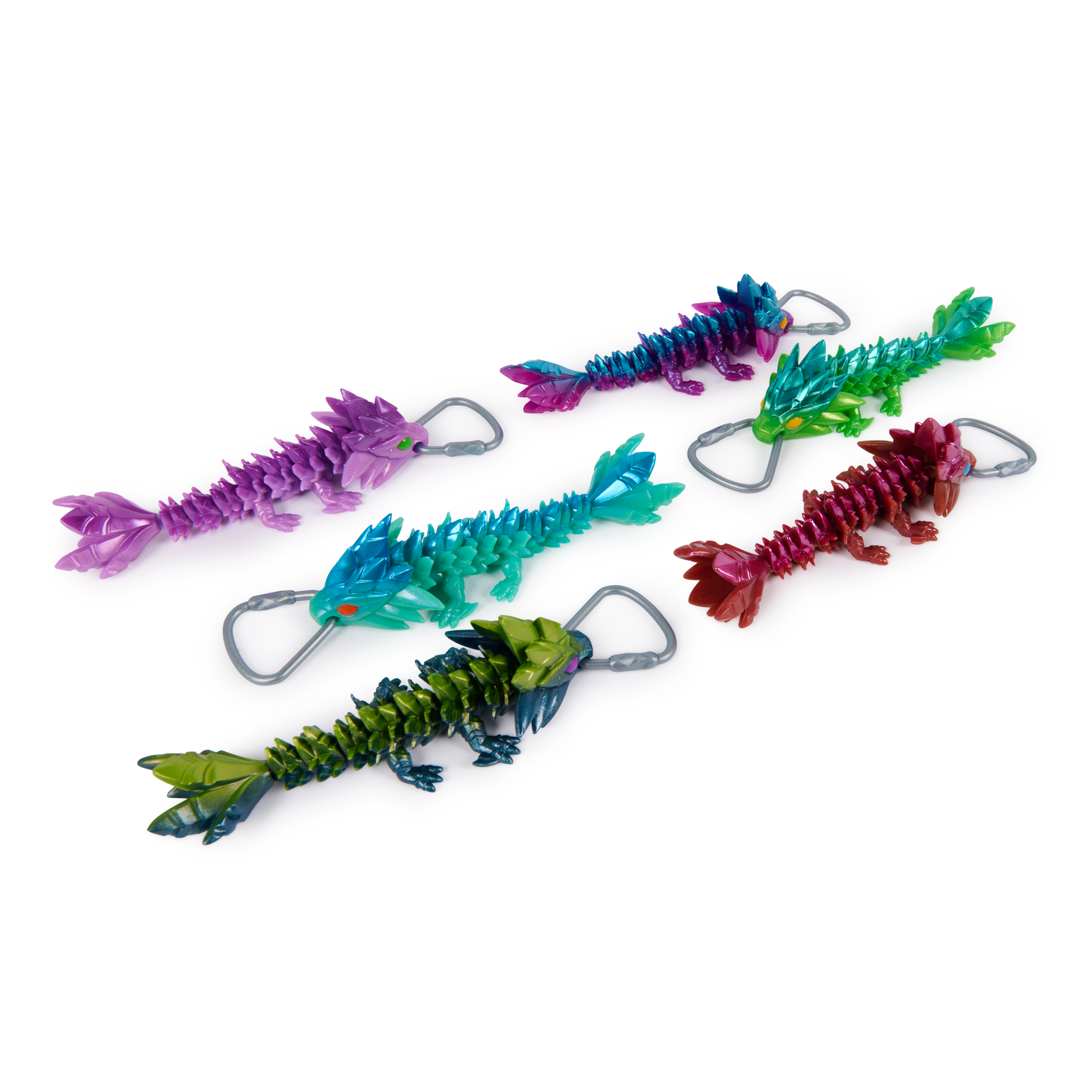 CrystaLynx Dragons Keychains – Collectible Articulated Mini Dragon Clip-On