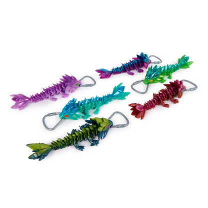 CrystaLynx Dragons Keychains – Collectible Articulated Mini Dragon Clip-On