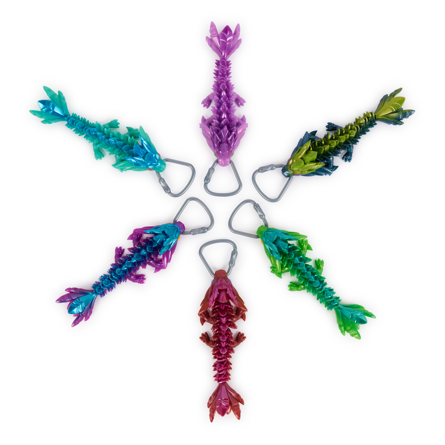CrystaLynx Dragons Keychains – Collectible Articulated Mini Dragon Clip-On