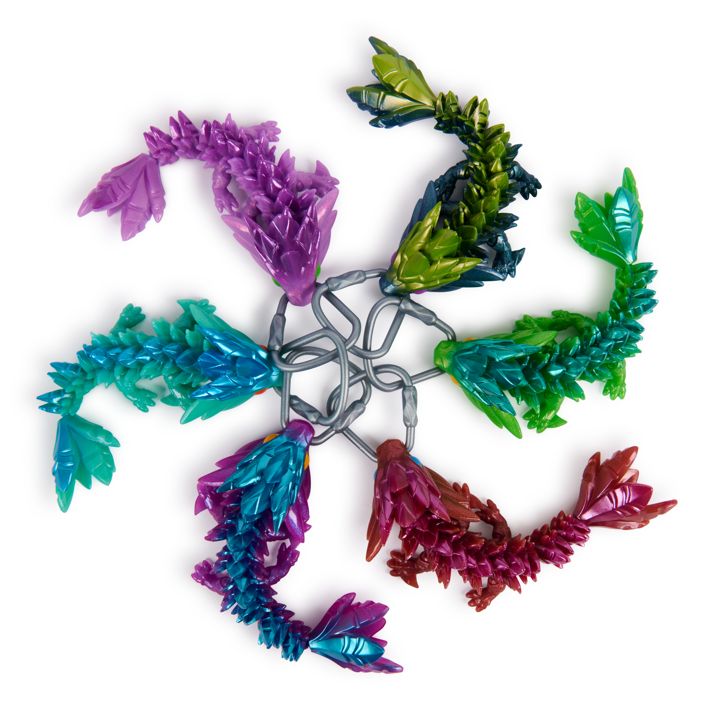 CrystaLynx Dragons Keychains – Collectible Articulated Mini Dragon Clip-On