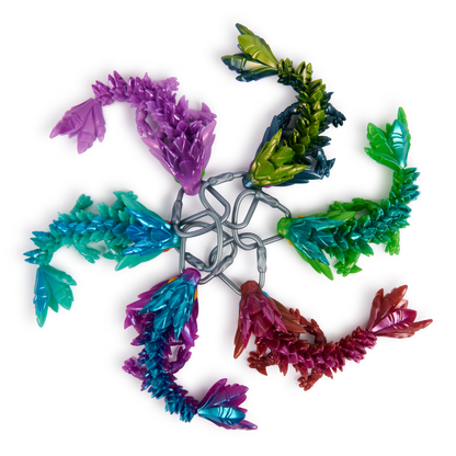 CrystaLynx Dragons Keychains – Collectible Articulated Mini Dragon Clip-On