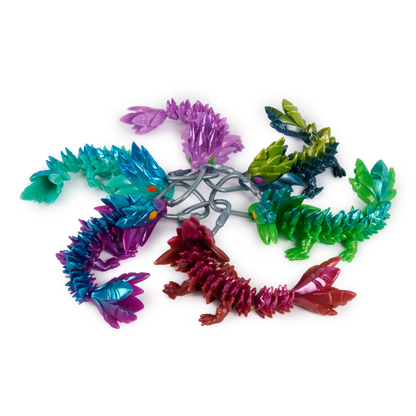 CrystaLynx Dragons Keychains – Collectible Articulated Mini Dragon Clip-On
