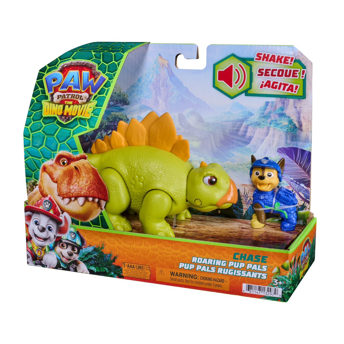 PAW Patrol: The Dino Movie, Roaring Pup Pals Chase with Stegosaurus Figure