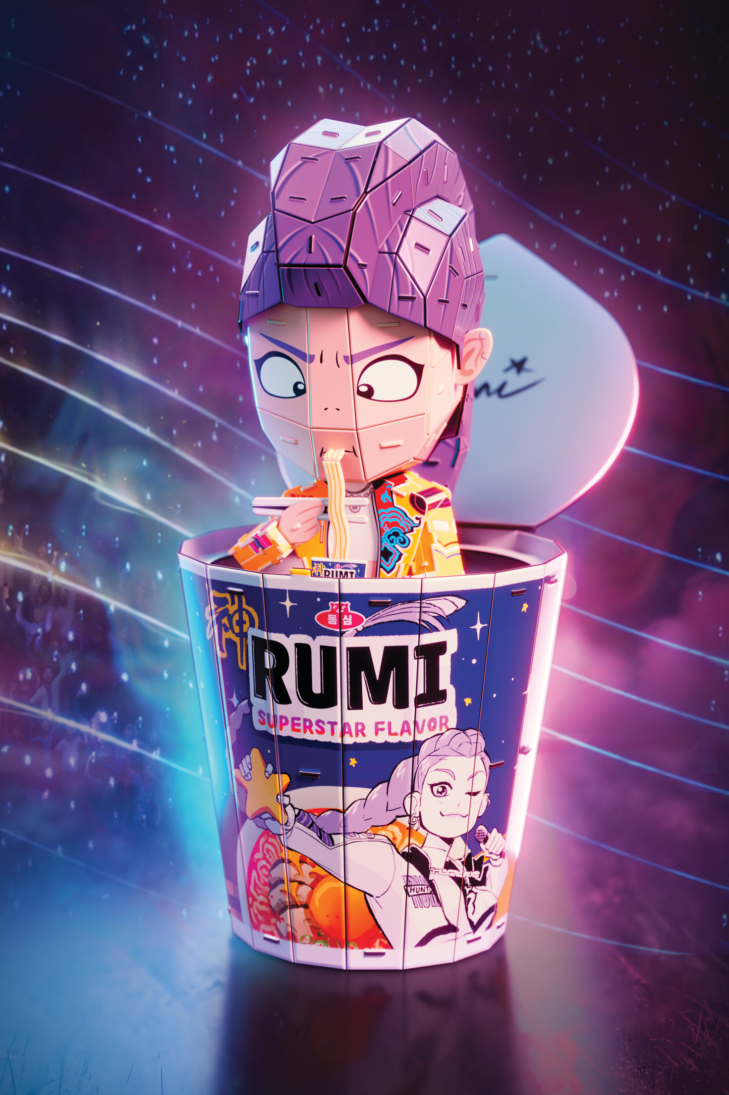 4D Build KPop Demon Hunters Rumi in Ramyeon Cup 3D Puzzle Model Kit