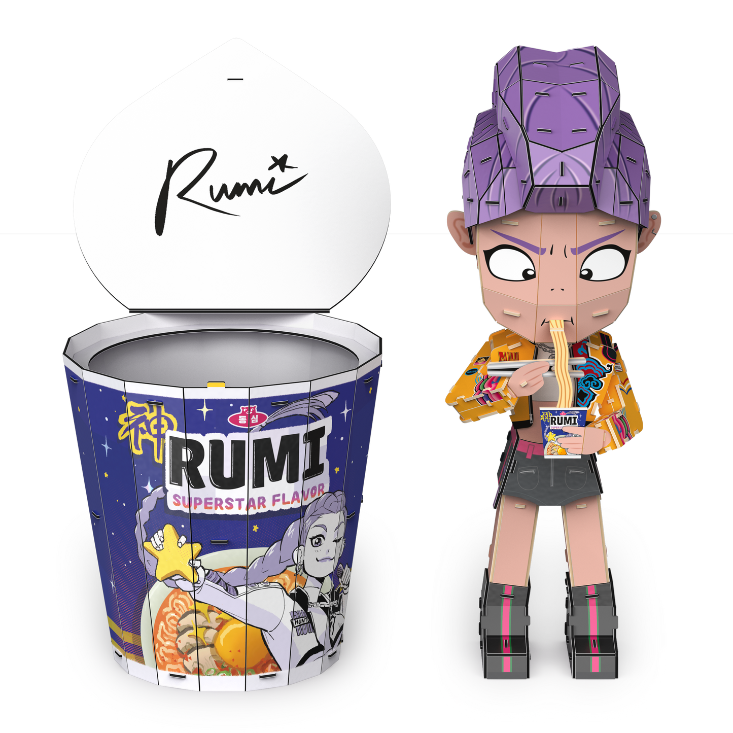 4D Build KPop Demon Hunters Rumi in Ramyeon Cup 3D Puzzle Model Kit