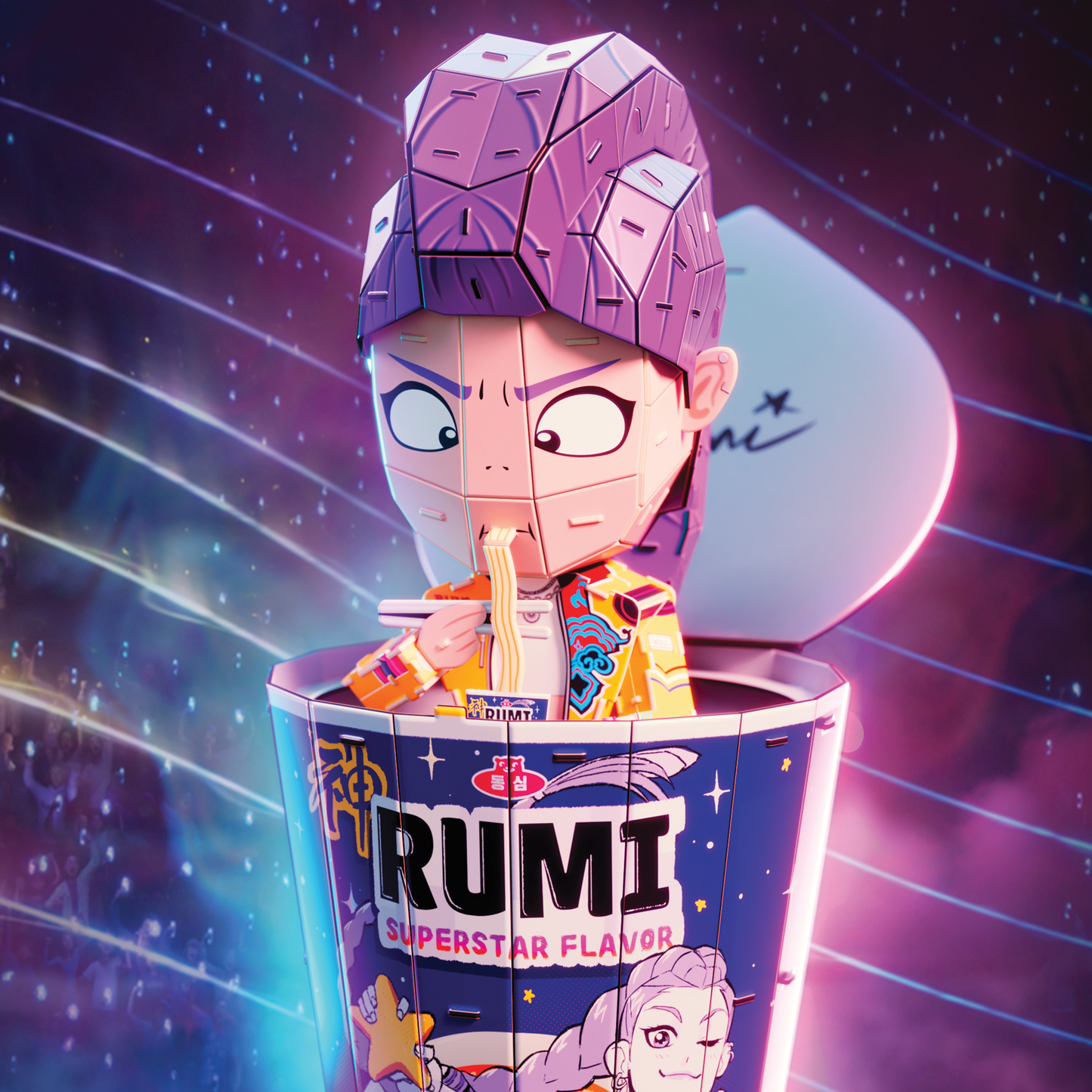 4D Build KPop Demon Hunters Rumi in Ramyeon Cup 3D Puzzle Model Kit