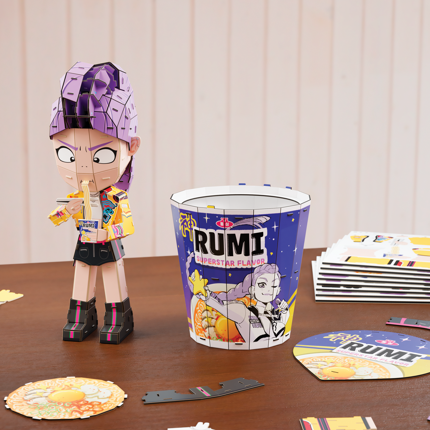 4D Build KPop Demon Hunters Rumi in Ramyeon Cup 3D Puzzle Model Kit