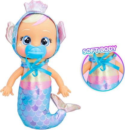 Cry Babies Tiny Cuddles Mermaids Giselle - 9 inch Baby Doll, Cries ReCry Babies Giselle - Cries Real Tears, Metallic Mermaid Themed Pajamas