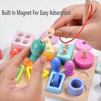 Montessori Wooden Shape Sorter & Fishing Game | Juguete Educativo de Madera
