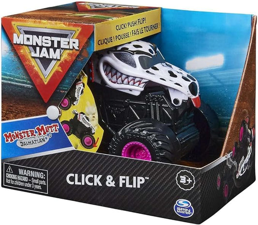 Monster Jam, Official Monster Mutt Dalmatian Click and Flip Monster Truck, 1:43 Scale