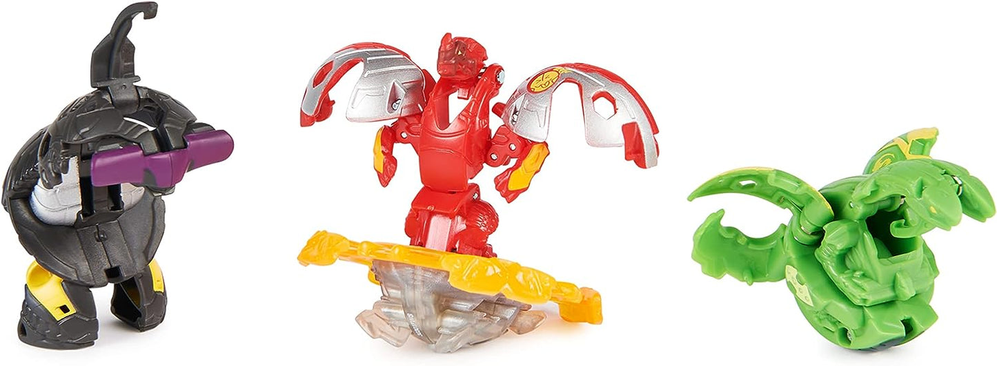 Bakugan Starter 3-Pack, Special Attack Dragonoid, Nillious, Hammerhead Customizable Spinning Action Figures and Trading Cards, Kids Toys for Boys and Girls s 6 and up
