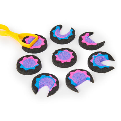 Kinetic Sand, Slice N’ Surprise Set with 13.5oz of Black, Pink and Blue Play Sand and 7 Tools, Sensory Toys for Kids Ages 3 and up