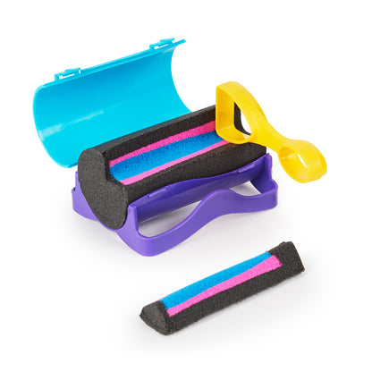 Kinetic Sand, Slice N’ Surprise Set with 13.5oz of Black, Pink and Blue Play Sand and 7 Tools, Sensory Toys for Kids Ages 3 and up