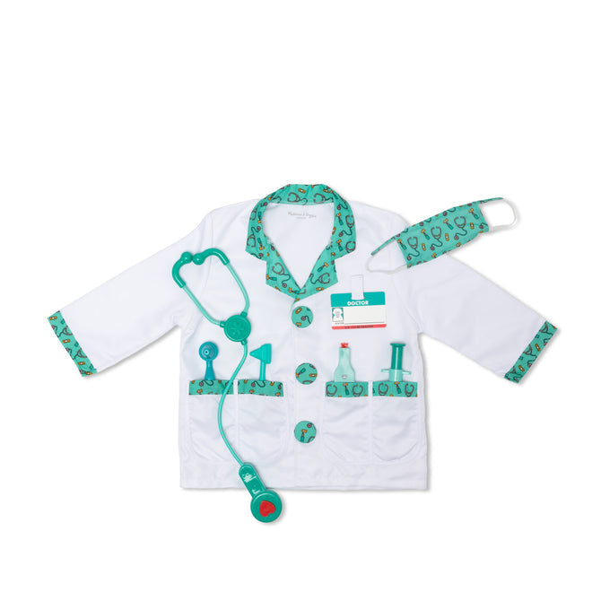 Melissa & Doug Doctor Costume Role Play Set – Kids Dress-Up & Pretend Play