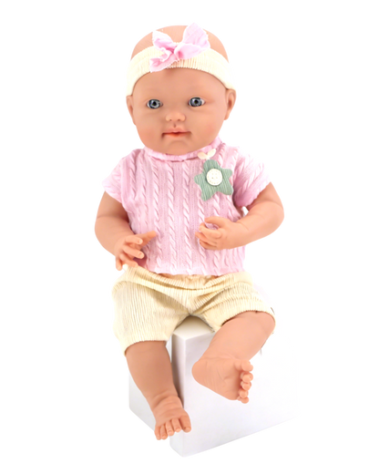 🌷 Mila 16" Muñeca Bebé de Vinilo con Accesorios | El Mundo de Emilia