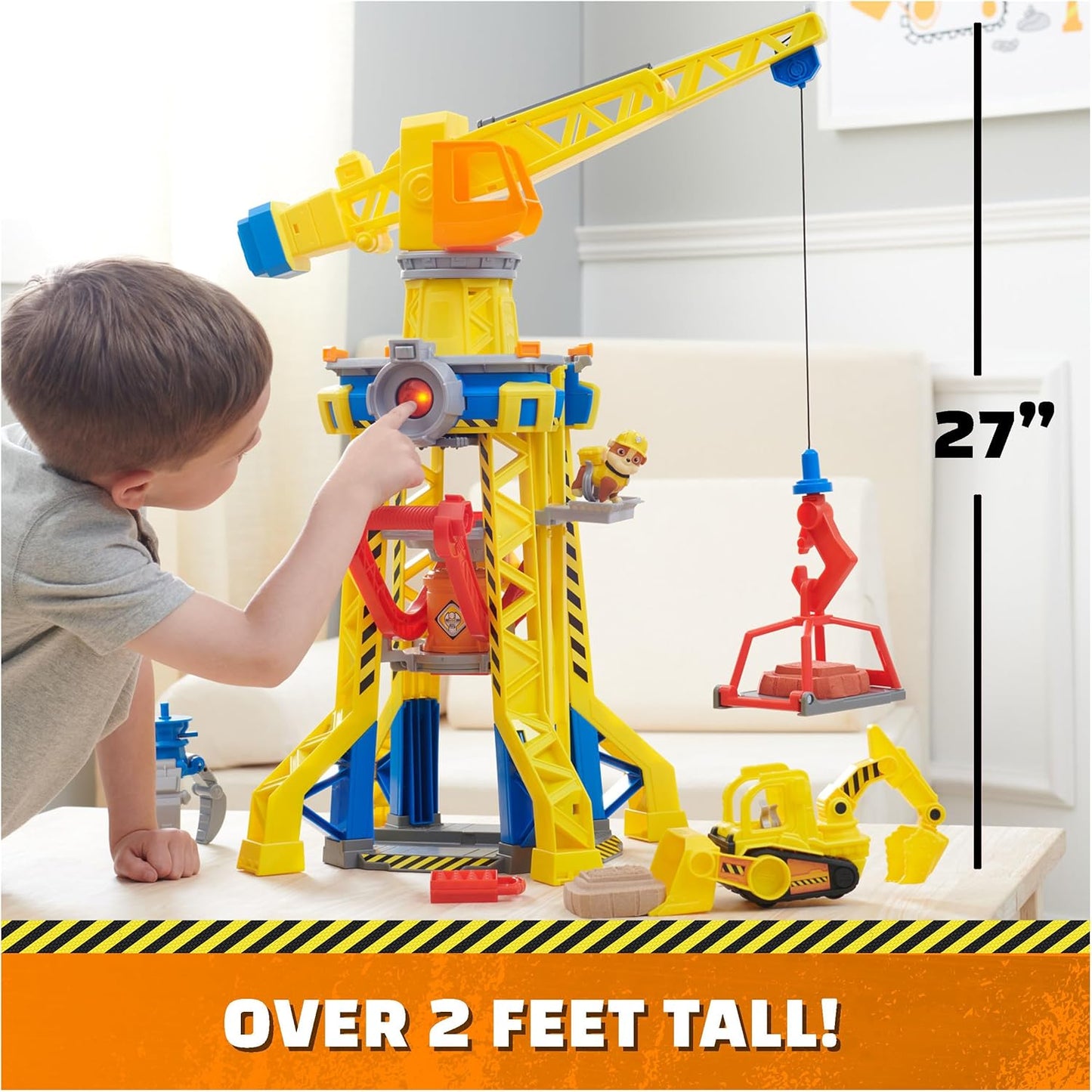 Rubble & Crew, Bark Yard Crane Tower Playset with Action Figure, Toy Bulldozer & Kinetic Build-It Play Sand, PAW Patrol Kids Toys for Boys & Girls 3+