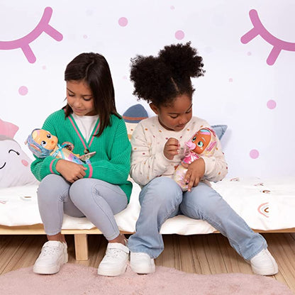 Cry Babies Tiny Cuddles Mermaids Adella - 9 inch Baby Doll, Cries Real Tears, Metallic Mermaid Themed Pajamas